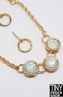 12" Fashion Doll Moonstone and Gold Necklace and Hoop Earring Set by Pam Maness