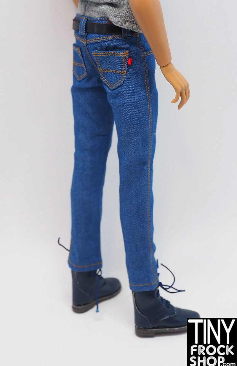 12" Male Fashion Doll Medium Blue Jeans with Separate Belt