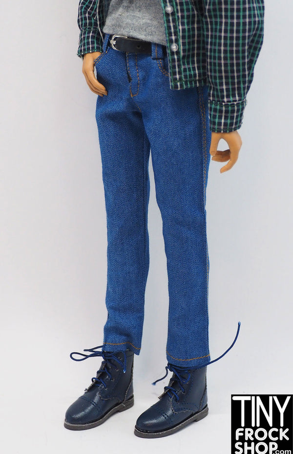 12" Male Fashion Doll Medium Blue Jeans with Separate Belt