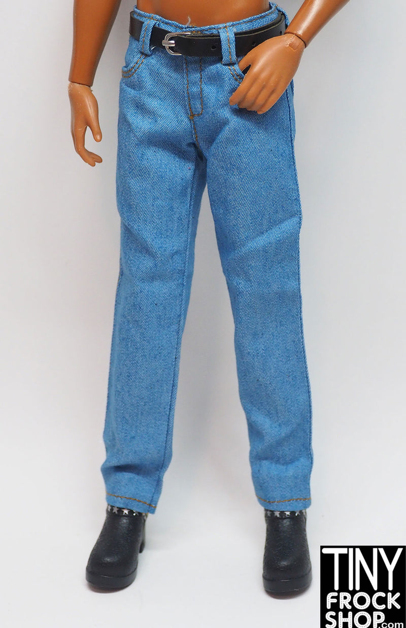 12" Male Fashion Doll Light Blue Jeans with Separate Belt