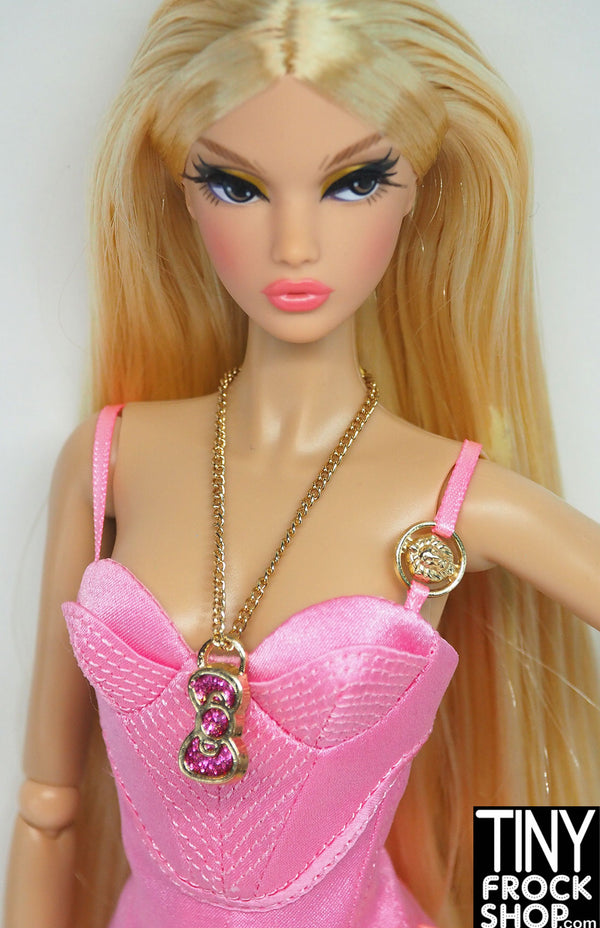 12" Fashion Doll Bow Metal Glitter Necklace by Pam Maness