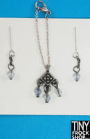 12" Fashion Doll Crystal and Dark Silver Emblem Jewelry Set by Pam Maness - Tiny Frock Shop
