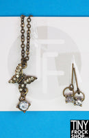 12" Fashion Doll Deep Brass Butterfly Jewelry Set by Pam Maness - Tiny Frock Shop