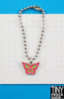 12" Fashion Doll Hot Pink and Lime Butterfly Necklace by Pam Maness - Tiny Frock Shop