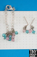 12" Fashion Doll Pink and Blue Cluster Jewelry Set by Pam Maness - Tiny Frock Shop