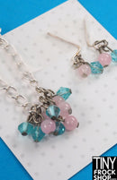 12" Fashion Doll Pink and Blue Cluster Jewelry Set by Pam Maness - Tiny Frock Shop