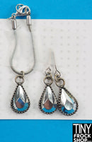 12" Fashion Doll Silver Hermatite Tear  Drop Jewelry Set by Pam Maness - Tiny Frock Shop
