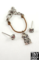 12" Fashion Doll Silver Owl Necklace with Solitaire Earrings by Pam Maness - Tiny Frock Shop