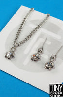 12" Fashion Doll Silver and Crystal Flower Jewelry Set by Pam Maness - Tiny Frock Shop