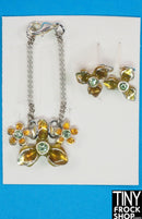 12" Fashion Doll Yellow and Pale Green Flower Jewelry Set by Pam Maness - Tiny Frock Shop