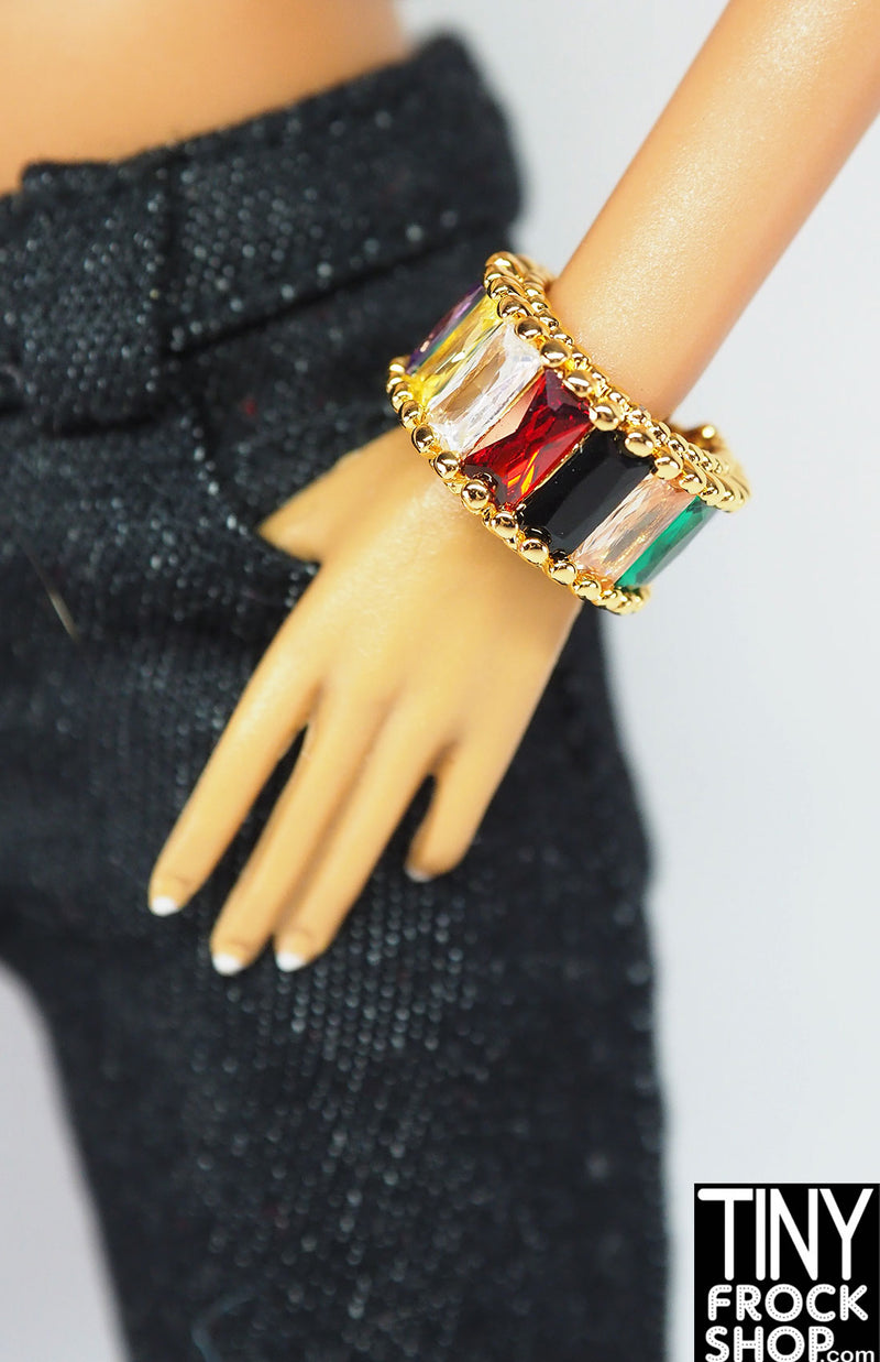 12" Fashion Doll Multi Color Facet Rhinestone Band Bracelet