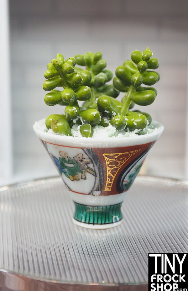 12" Fashion Doll Asian Porcelain Vase with Succulent Arrangement by Pam Maness