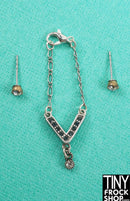 12" Fashion Doll Deep Blue and Crystal Stone Necklace and Earring Set by Pam Maness