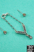 12" Fashion Doll Deep Blue and Crystal Stone Necklace and Earring Set by Pam Maness