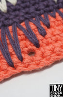 12" Fashion Doll Drop Stitch Coral and Purple Area Rug by TINY FROCK