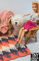 12" Fashion Doll Drop Stitch Coral and Purple Area Rug by TINY FROCK