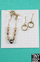 12" Fashion Doll Gold and Jet Bead Necklace and Earring Set by Pam Maness