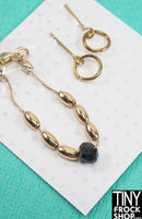 12" Fashion Doll Gold and Jet Bead Necklace and Earring Set by Pam Maness