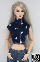 12" Fashion Doll Navy with Stars Cotton Cropped Top