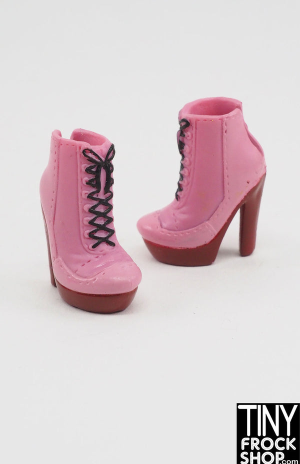 12" Fashion Doll Pink Faux Lace Up Heels