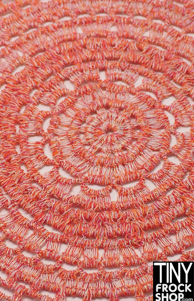 12" Fashion Doll Round Doily Coral Area Rug by TINY FROCK