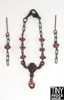 12" Fashion Doll Wine Crystal Bead Necklace with Earrings by Pam Maness