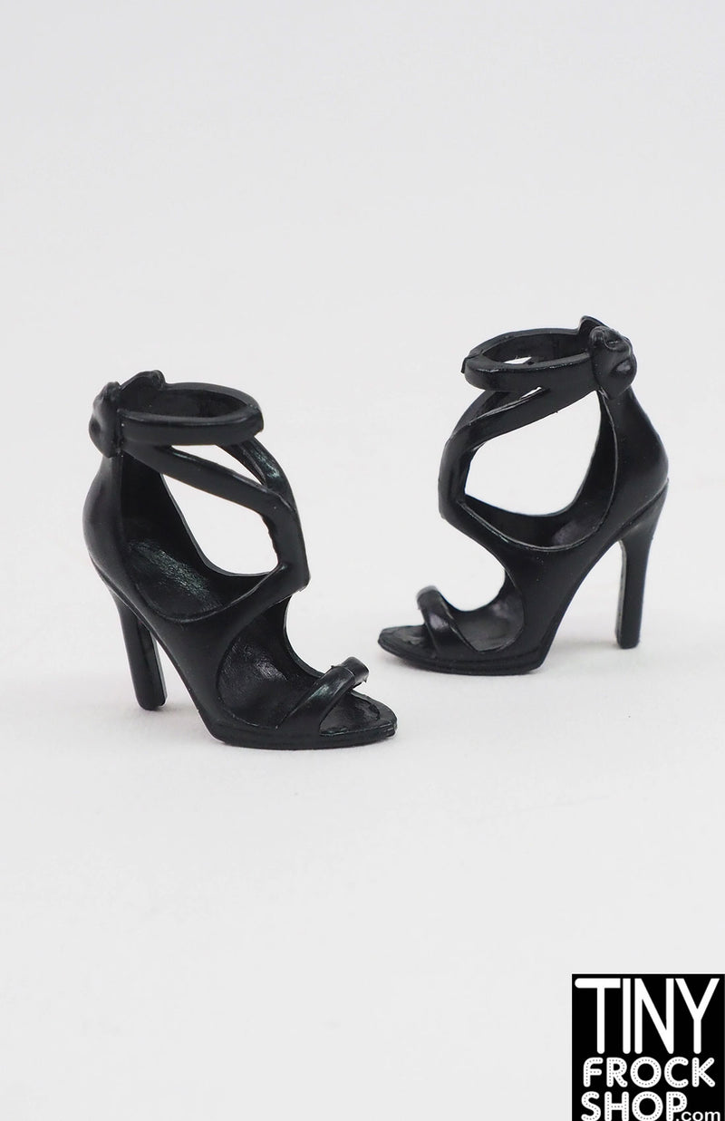12" Fashion Doll Black Sculptural Heels
