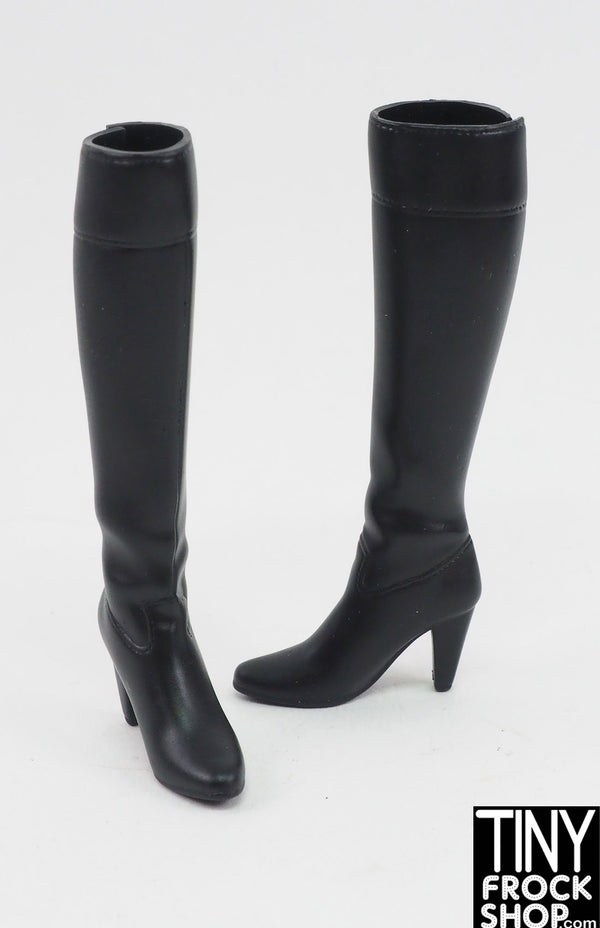 12" Fashion Doll Black Tall Heel Boots