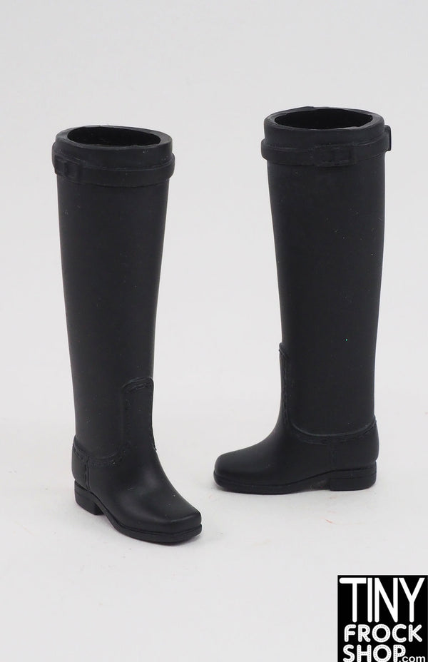 12" Fashion Doll Black Wellie Style Tall  Boots