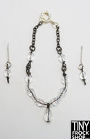 12" Fashion Doll Crystal and Dark Silver Statement Necklace and Earring Set by Pam Maness