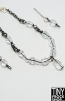 12" Fashion Doll Crystal and Dark Silver Statement Necklace and Earring Set by Pam Maness