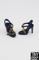 12" Fashion Doll Dark Blue and Gold Heels
