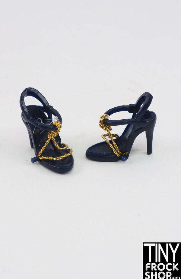 12" Fashion Doll Dark Blue and Gold Heels