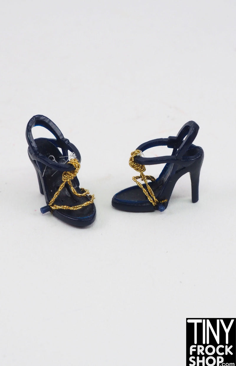 12" Fashion Doll Dark Blue and Gold Heels