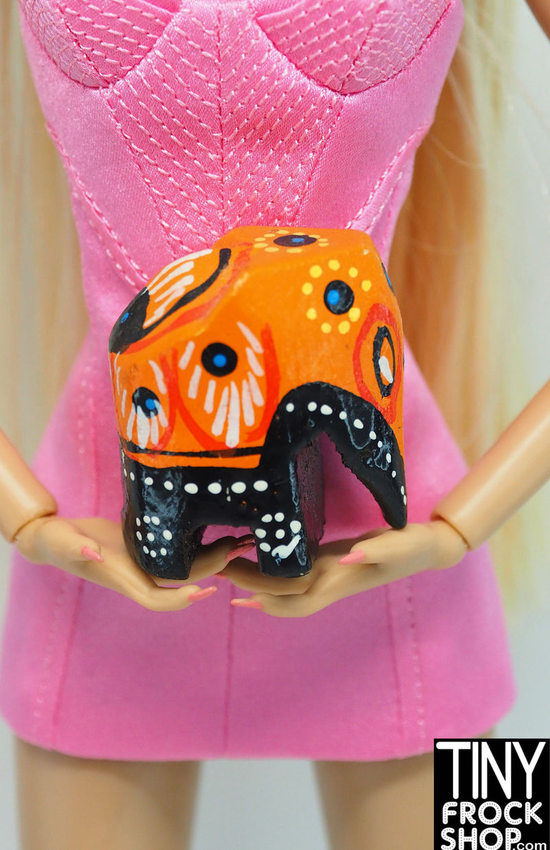 12" Fashion Doll Decorative Wood Handpainted Elephant  Statuettes - More Colors