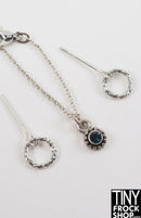 12" Fashion Doll Deep Blue Stone Necklace and Silver Hoop Earrings Set by Pam Maness