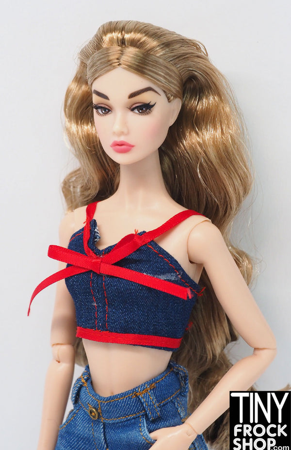 12" Fashion Doll Denim and Red Trim Cami Top