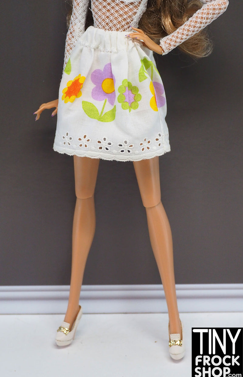 12" Fashion Doll Eyelet and Floral Print Dirndl Skirt by Pam Maness