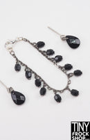 12" Fashion Doll Faceted Jet Bead  Necklace and Earring Set by Pam Maness