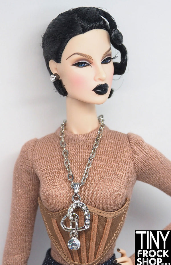 12" Fashion Doll Floating Heart with Rhinestones and Stud Earrings Set by Pam Maness