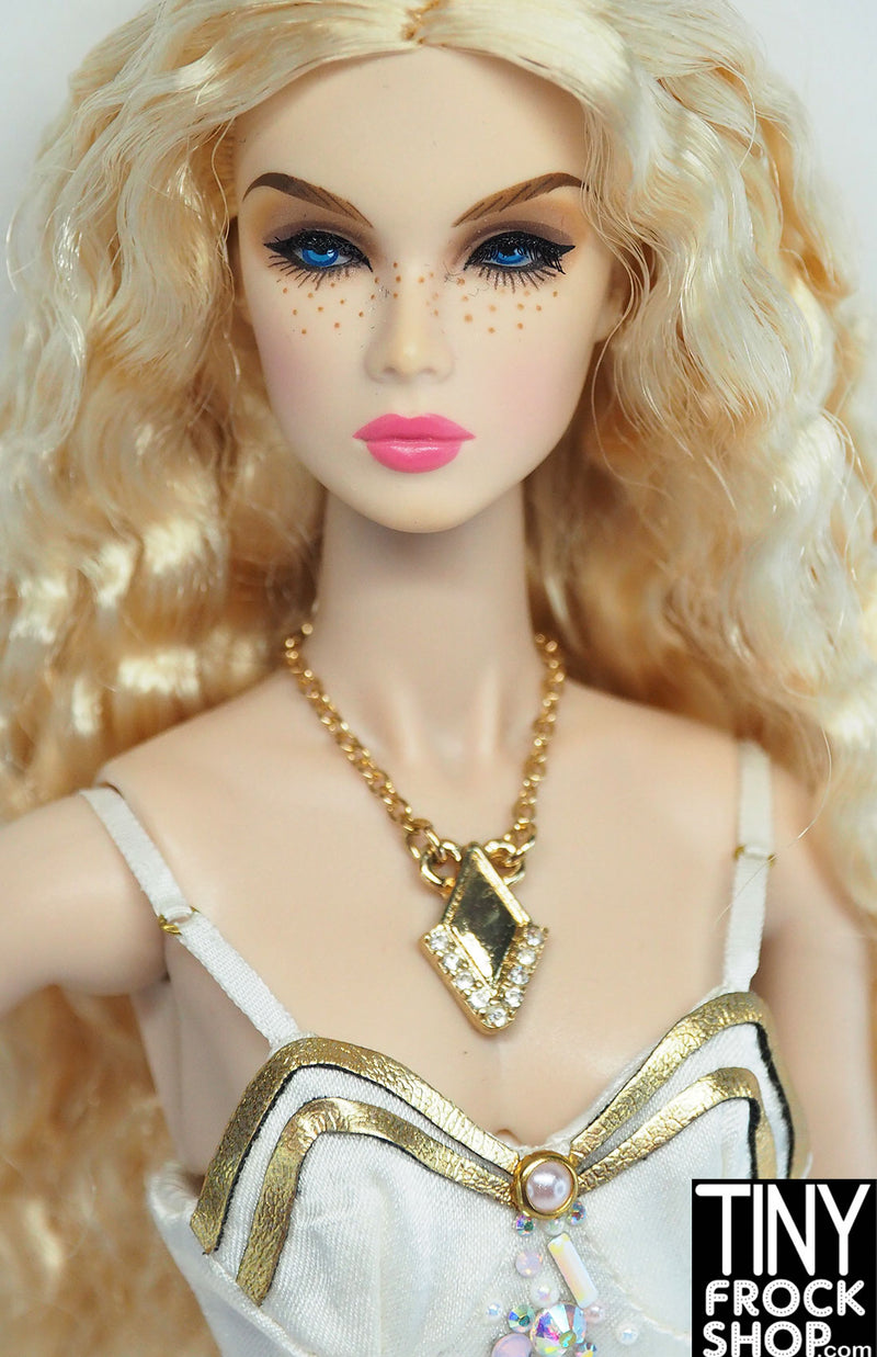 12" Fashion Doll Gold and Diamond Look Necklace by Pam Maness