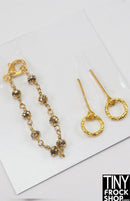 12" Fashion Doll Gold Disco Ball Beaded Necklace and Earring Set by Pam Maness