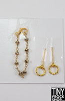 12" Fashion Doll Gold Disco Ball Beaded Necklace and Earring Set by Pam Maness