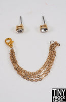 12" Fashion Doll Gold Multi Chain Necklace and Crystal Stud Earring Set by Pam Maness