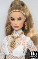 12" Fashion Doll Metal Gold Cameo Necklace and Chain Earring Set by Pam Maness