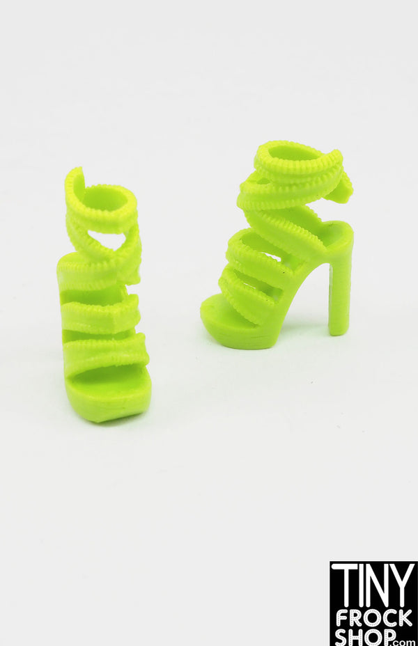 12" Fashion Doll Neon Green Strappy Heels