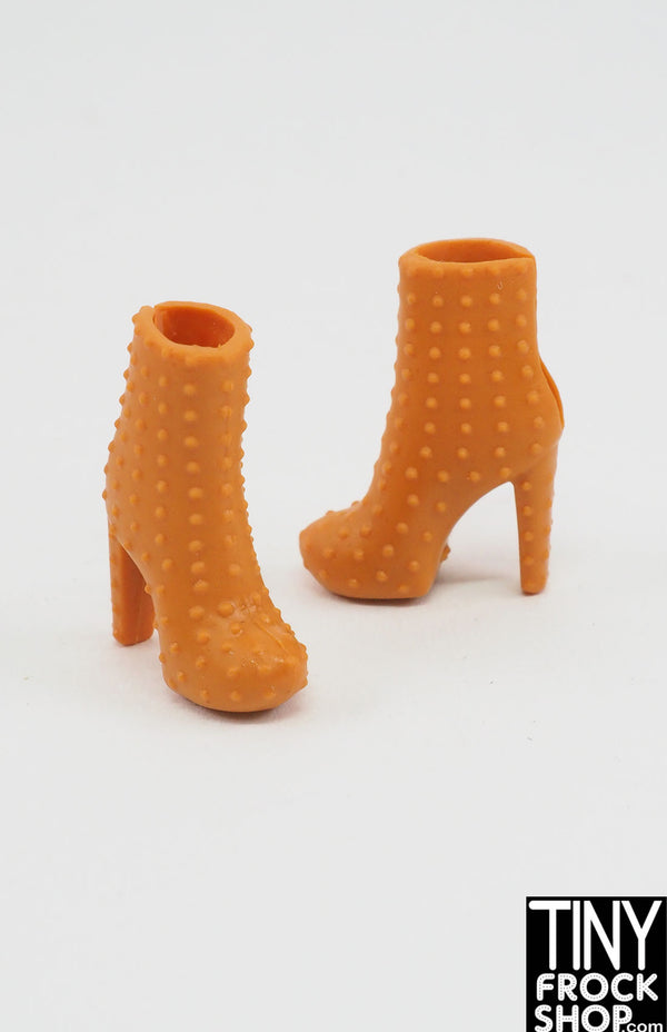 12" Fashion Doll Orange Faux Stud Heel Boots