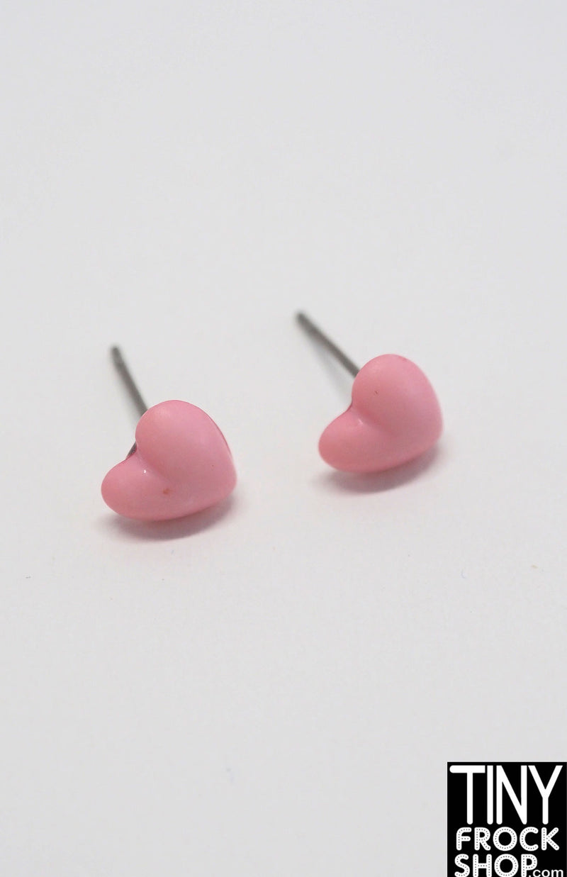 12" Fashion Doll Pastel Plastic Heart Stud Earrings by Pam Maness - More Colors
