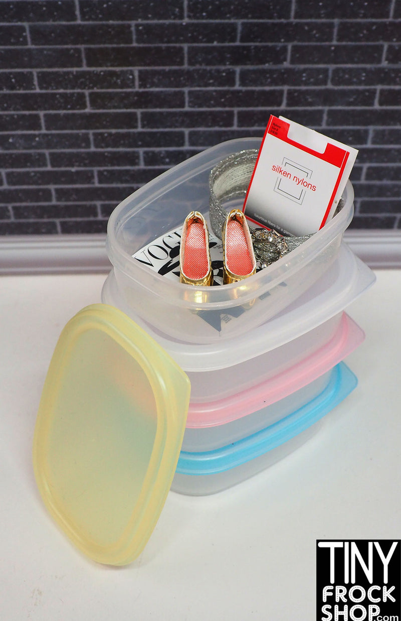 12" Fashion Doll Pastel Storage Containers - 4 Colors