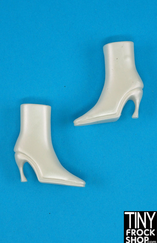 12" Fashion Doll Pearlized White Heel Short Boot